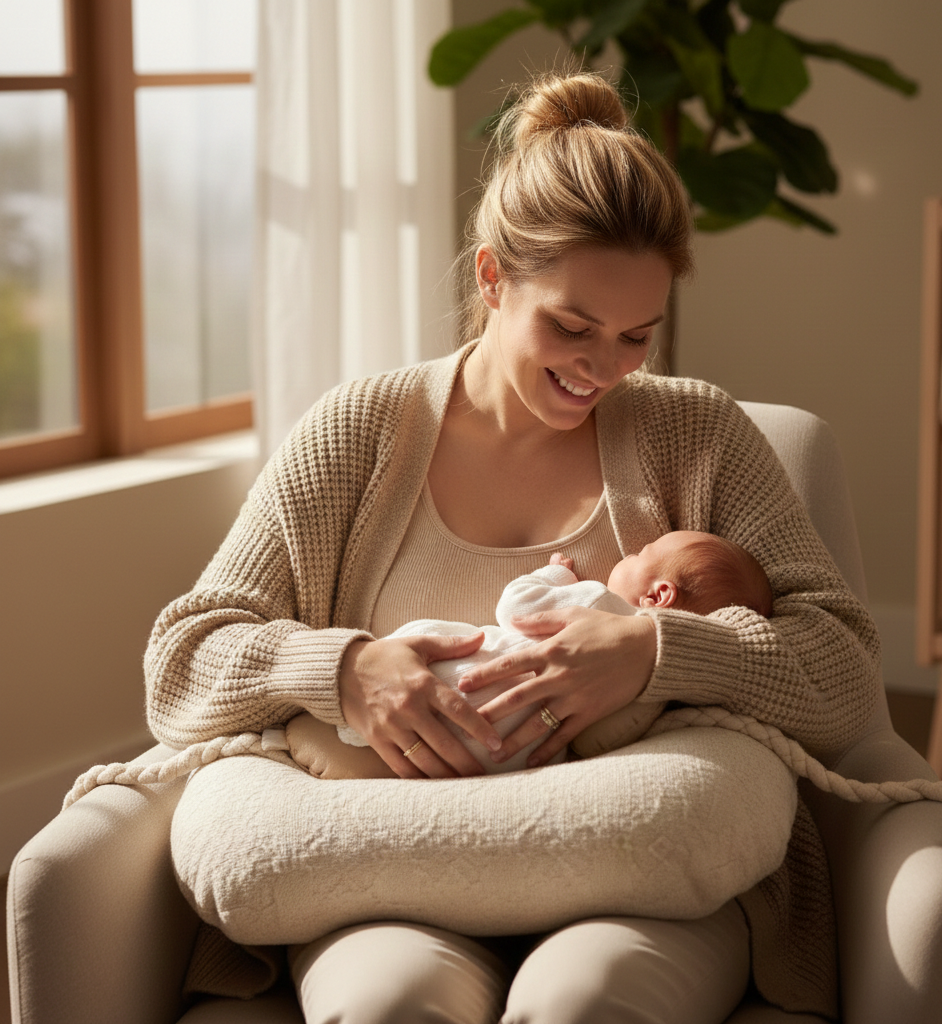 Lunelle™ – Cuscino Allattamento Ergonomico a U | Supporto per Schiena e Collo